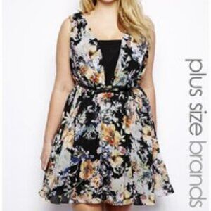 Little Mistress Floral Tulle Hem Skater  Dress Size 20